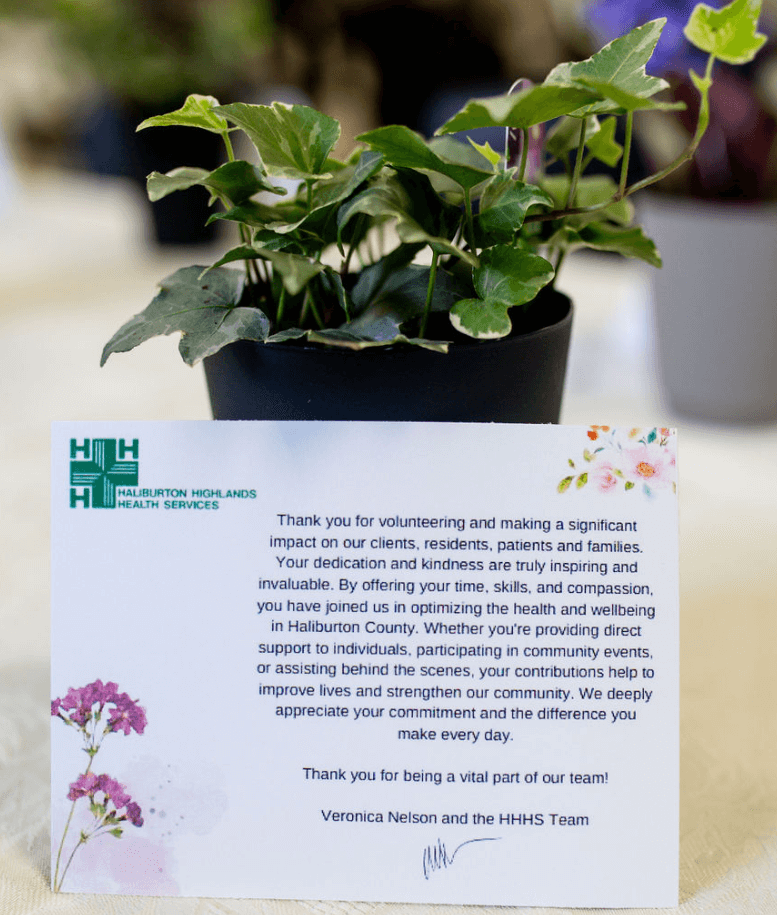 a letter of thanks from a recent Volunteer Appreciation Ceremony